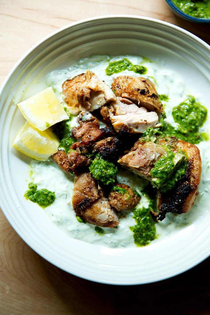 Perfect Summer Grilling: Smoky Chicken with Cucumber-Yogurt Sauce